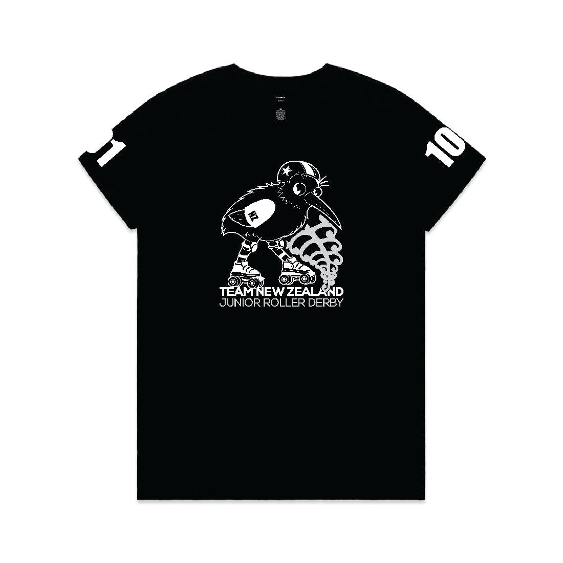 NZ JUNIOR ROLLER DERBY PRESEASON TEE - BLACK