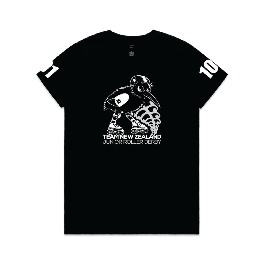 NZ JUNIOR ROLLER DERBY PRESEASON TEE - BLACK