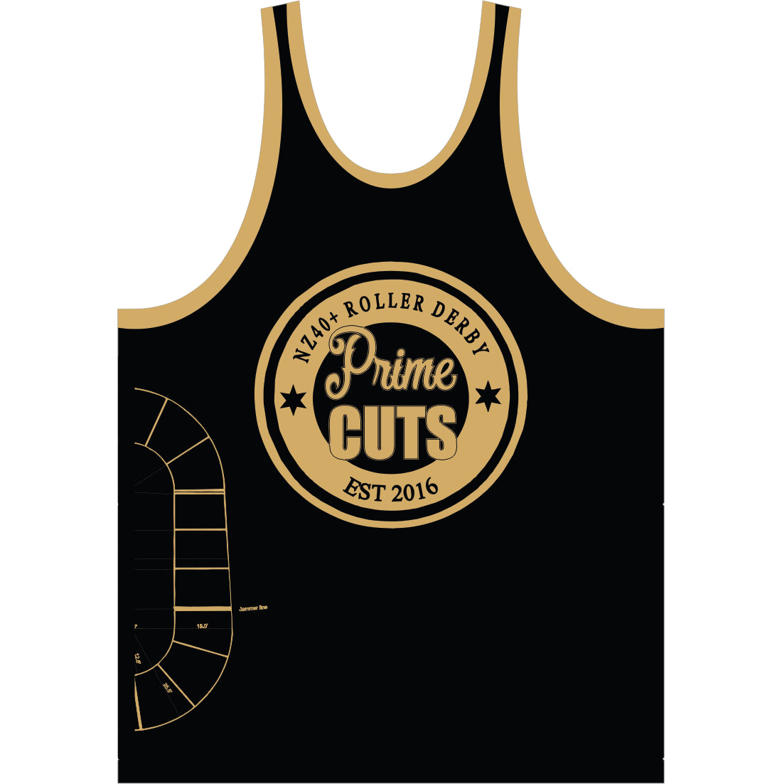 PRIME CUTS ROLLER DERBY MENS ORIGINAL SINGLET