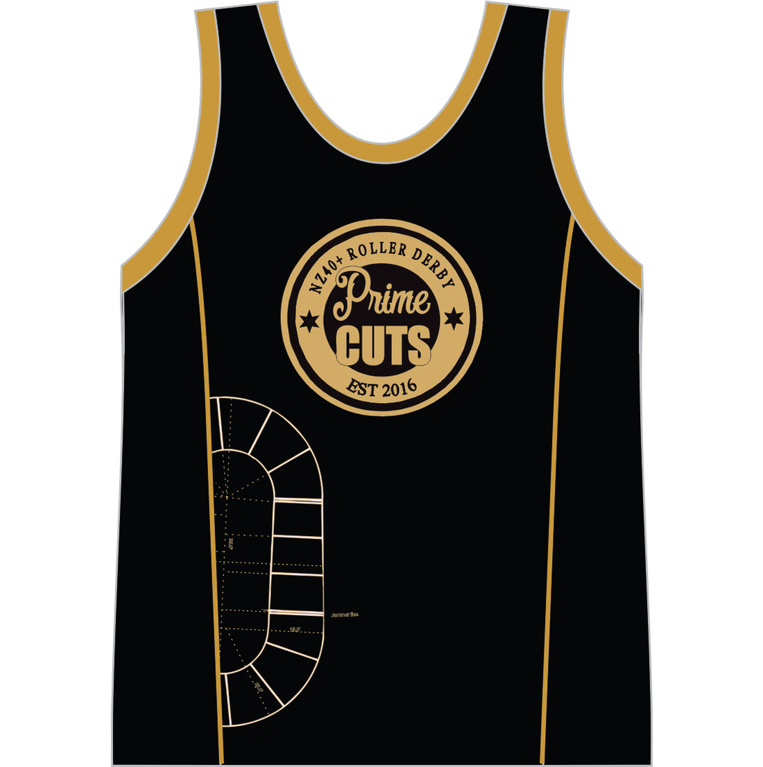 PRIME CUTS ROLLER DERBY MENS SINGLET